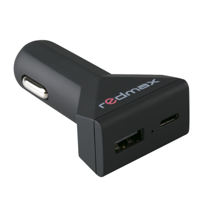 Двоен USB адаптер за кола 1 x 2.4A USB-A + 1 x 3.0A USB Type C