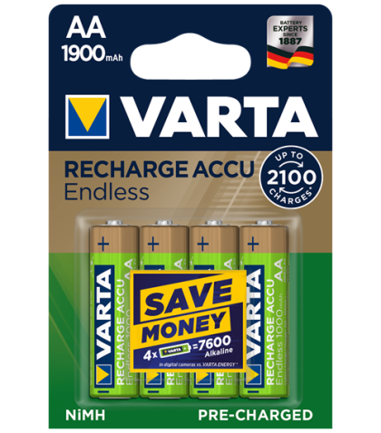 Акумулаторни батерии АА Varta Endless AA - 1900 mAh - 1.2V